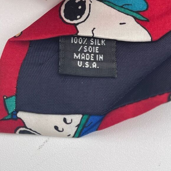 PEANUTS Men’s Novelty Silk Tie Snoopy Golf Woodstock Red Cartoon Humor Dog Bird - Picture 9 of 13